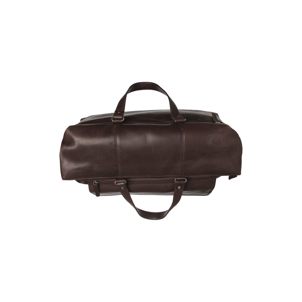Leather Weekender Bag Brown Lazio