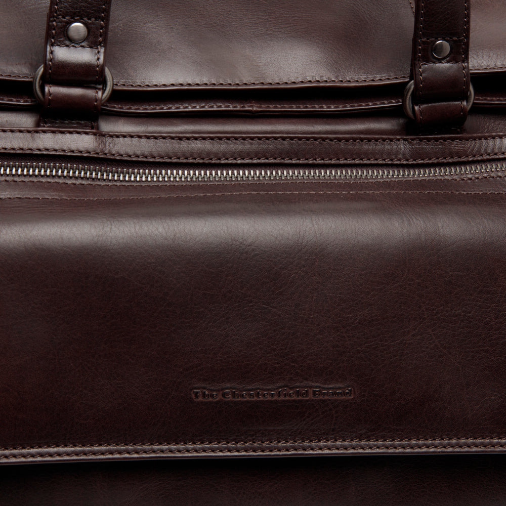 Leather Weekender Bag Brown Lazio