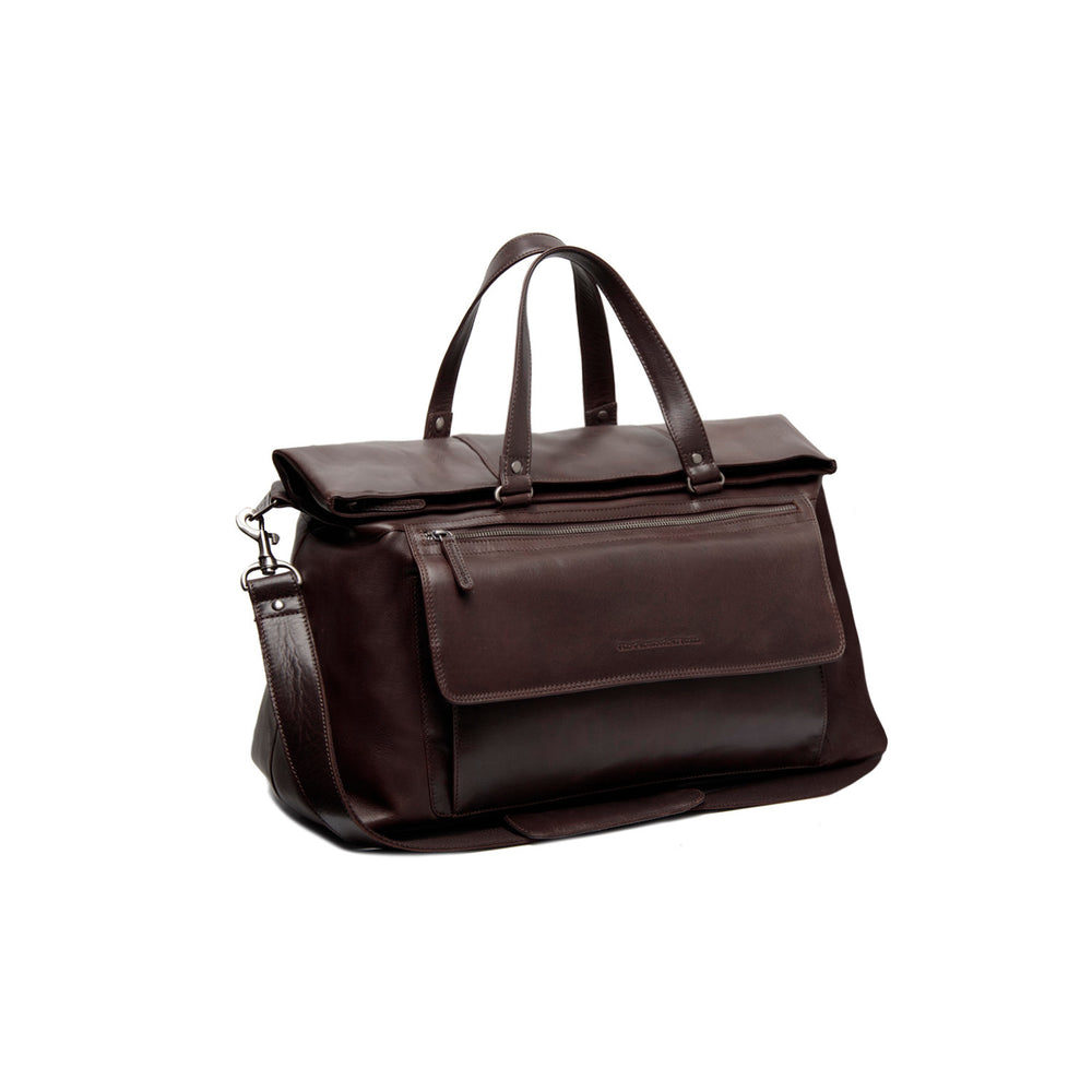 Leather Weekender Bag Brown Lazio