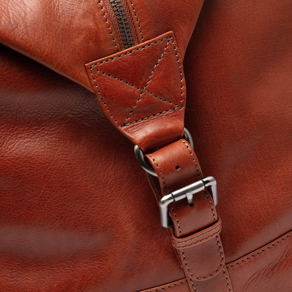 Leather Weekender Bag Cognac Cavoli