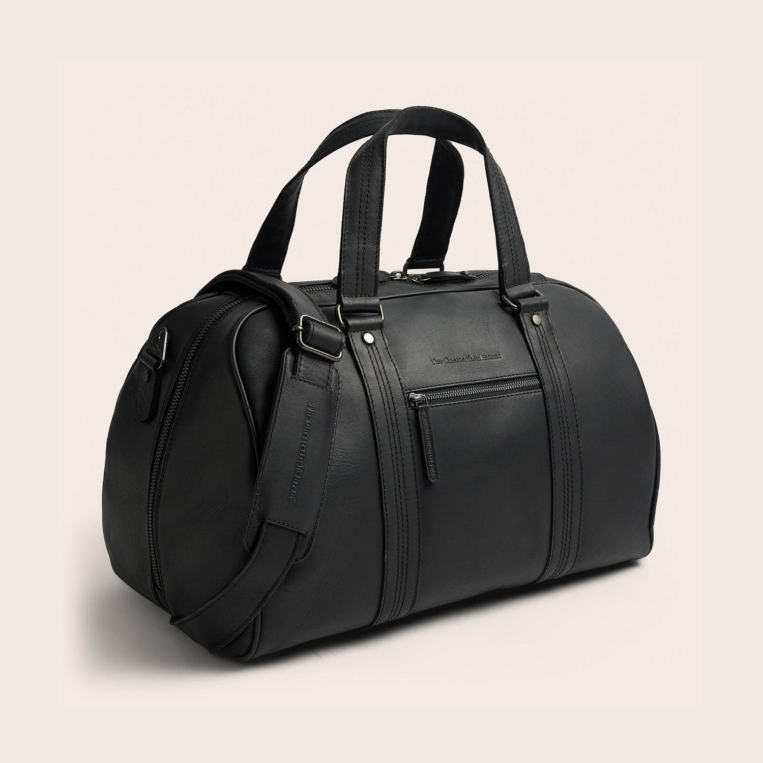 Leather Weekender Bag Black Volenza