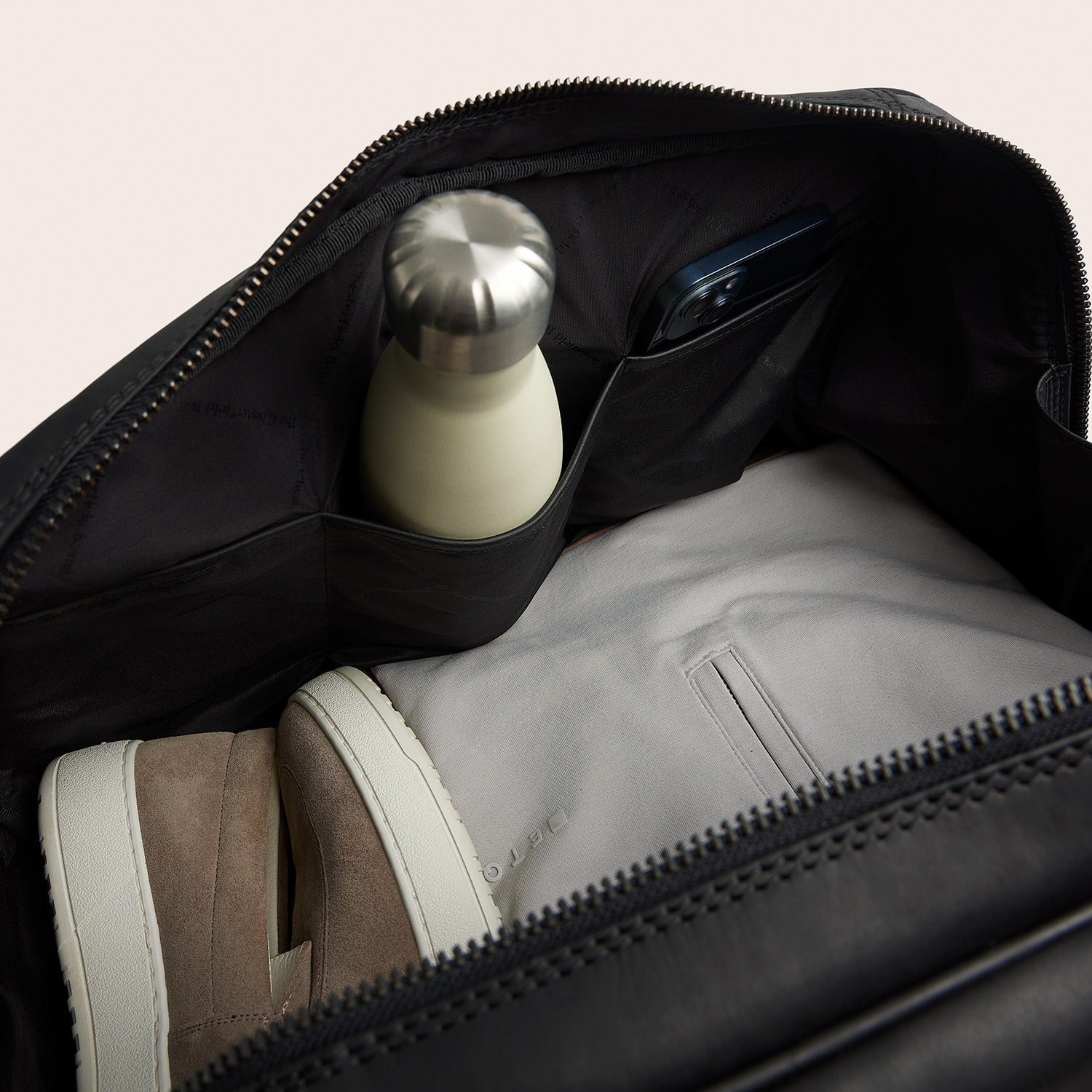 Leather Weekender Bag Black Volenza