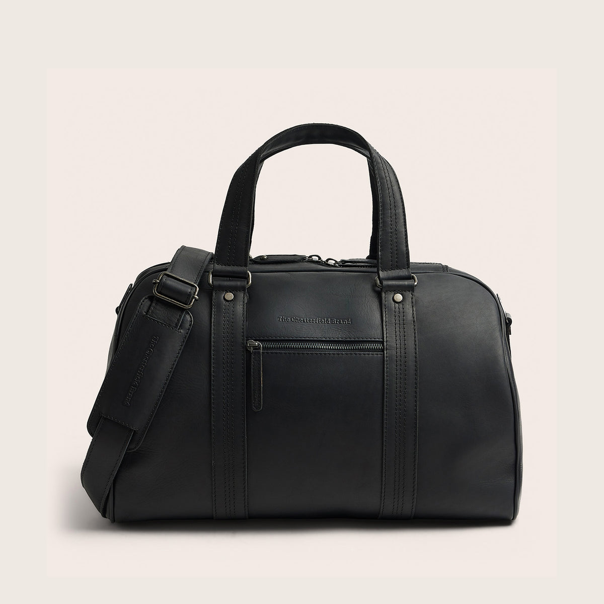 Leather Weekender Bag Black Volenza