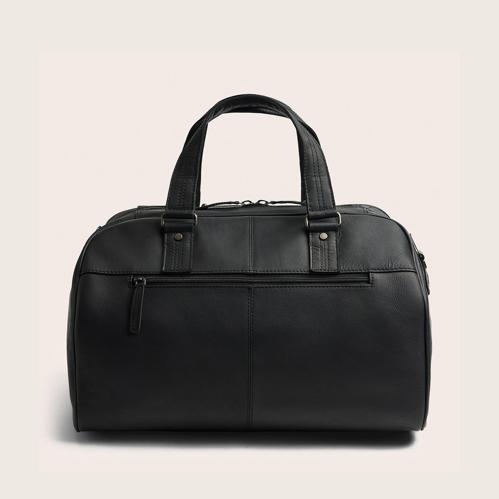 Leather Weekender Bag Black Volenza