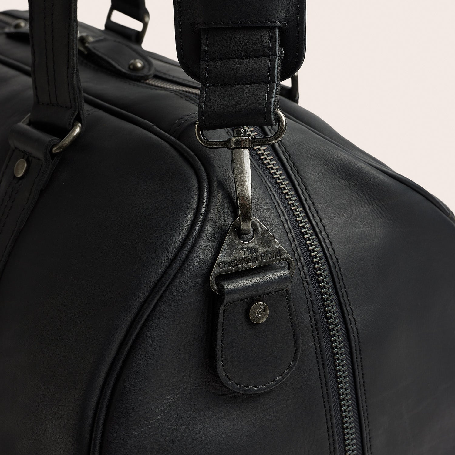 Leather Weekender Bag Black Volenza