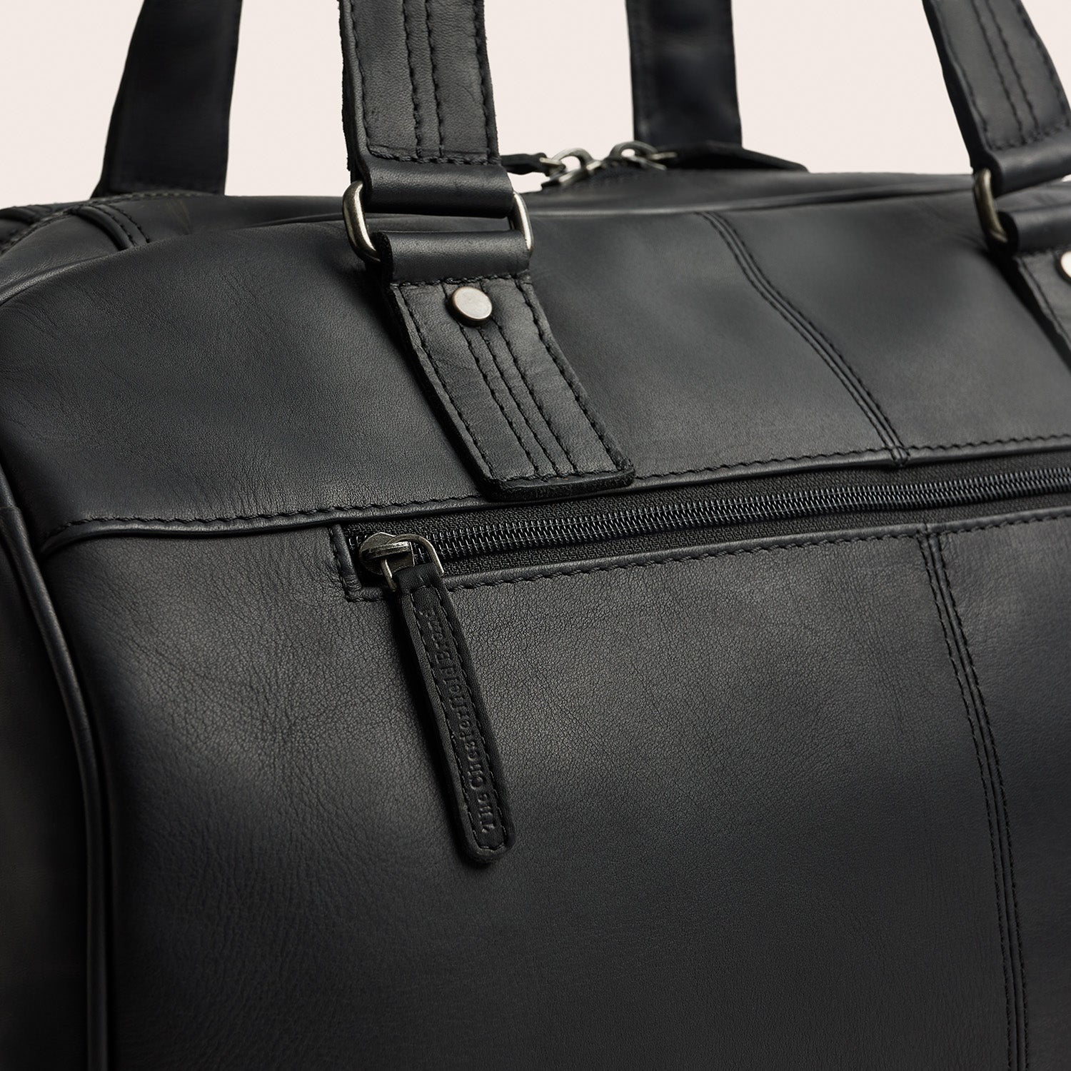 Leather Weekender Bag Black Volenza
