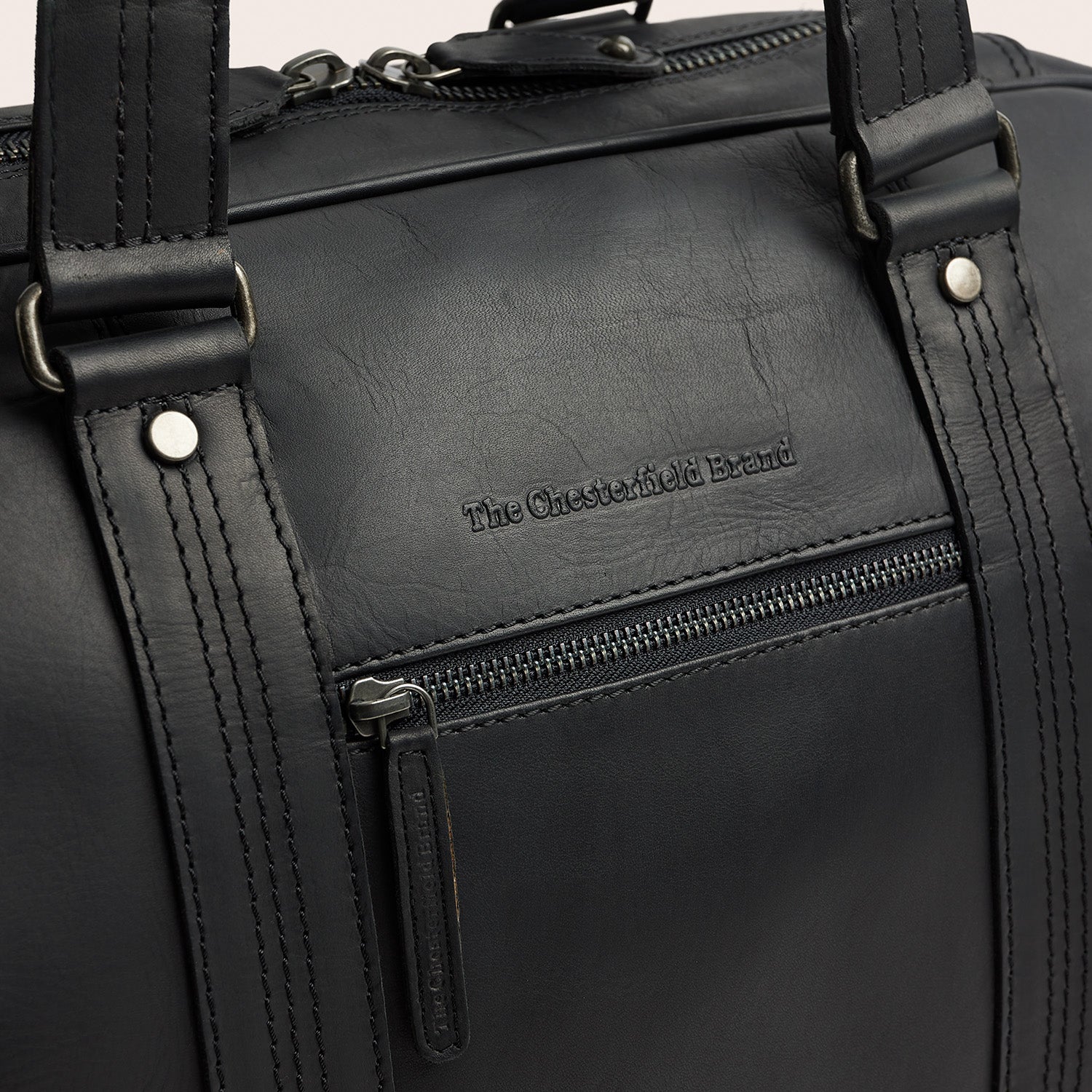 Leather Weekender Bag Black Volenza