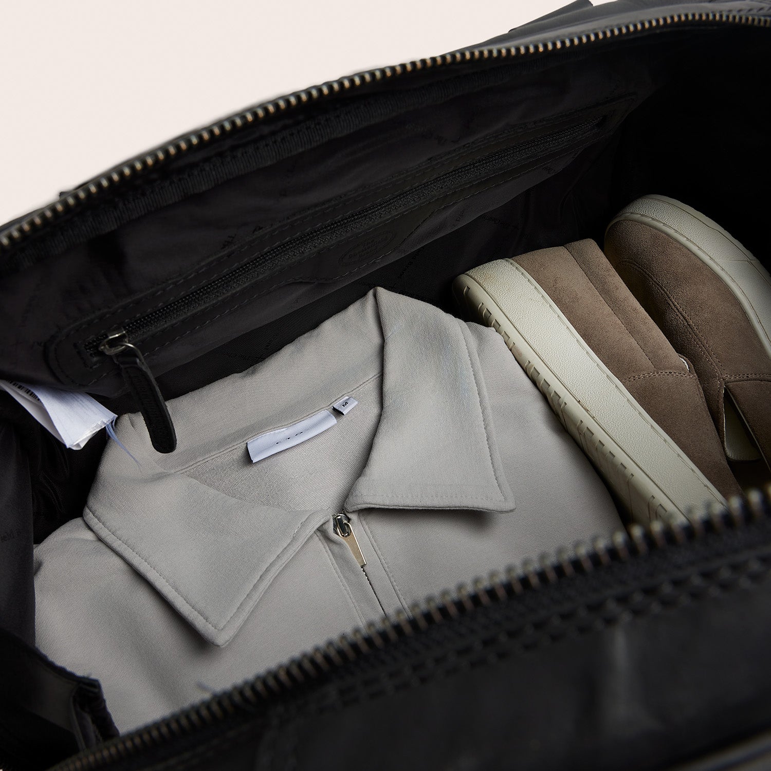 Leather Weekender Bag Black Volenza
