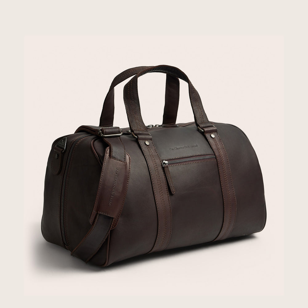 Leather Weekender Bag Brown Volenza