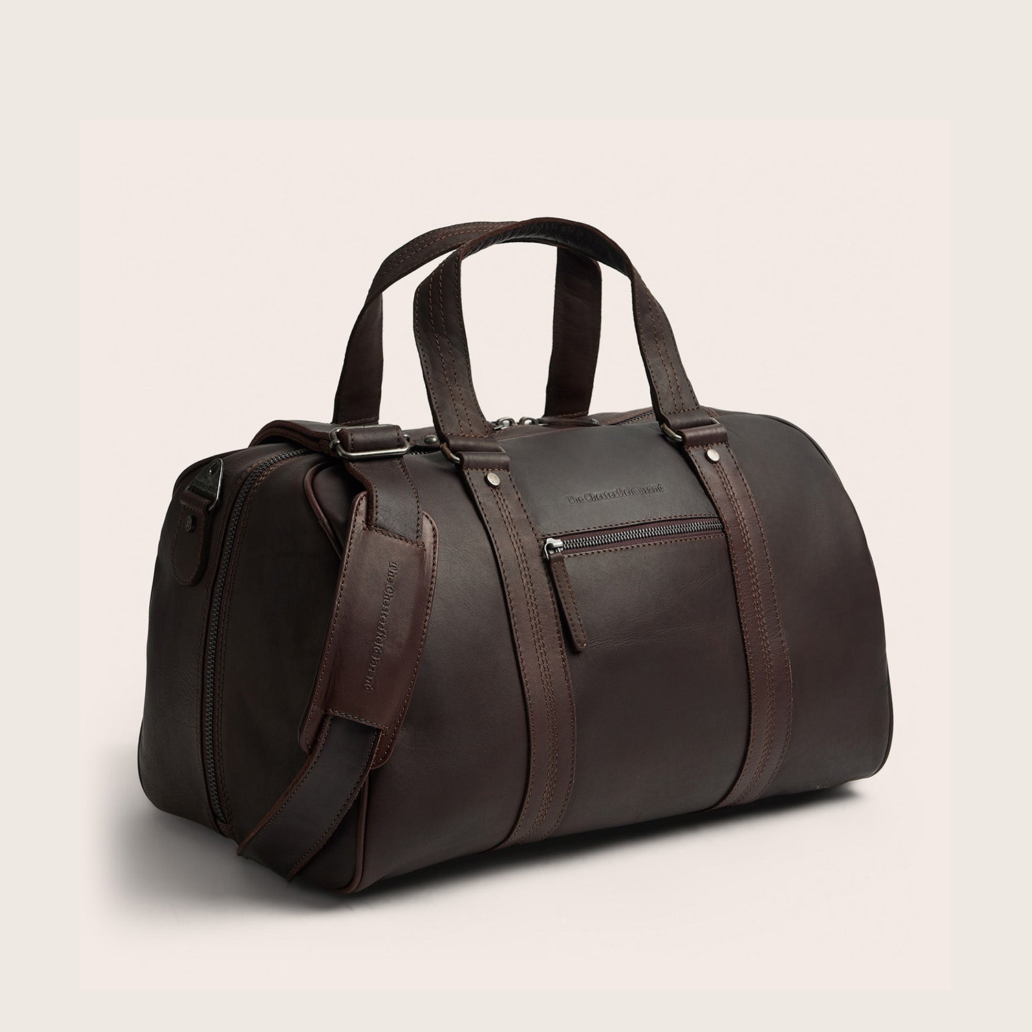 Leather Weekender Bag Brown Volenza