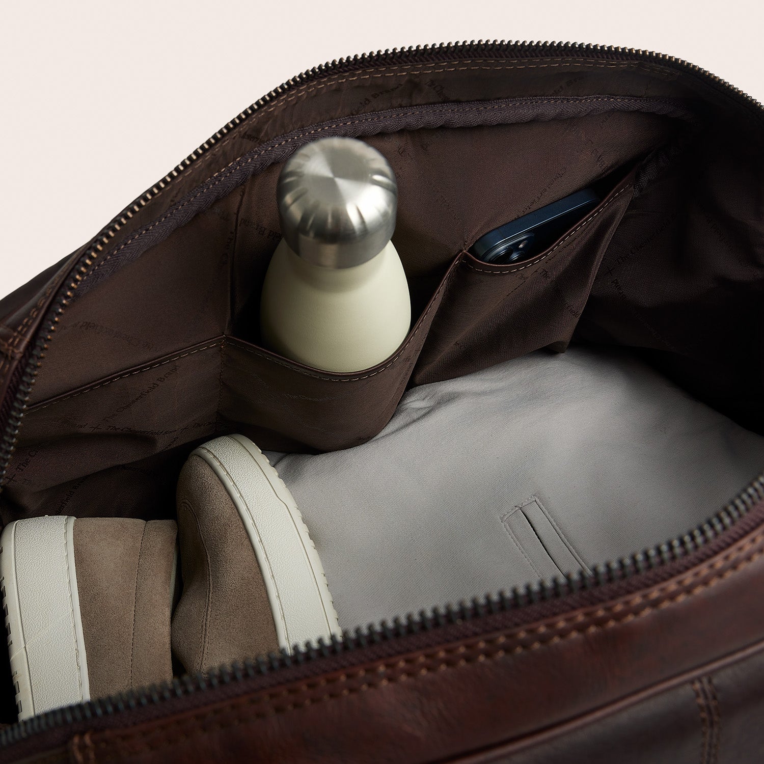Leather Weekender Bag Brown Volenza