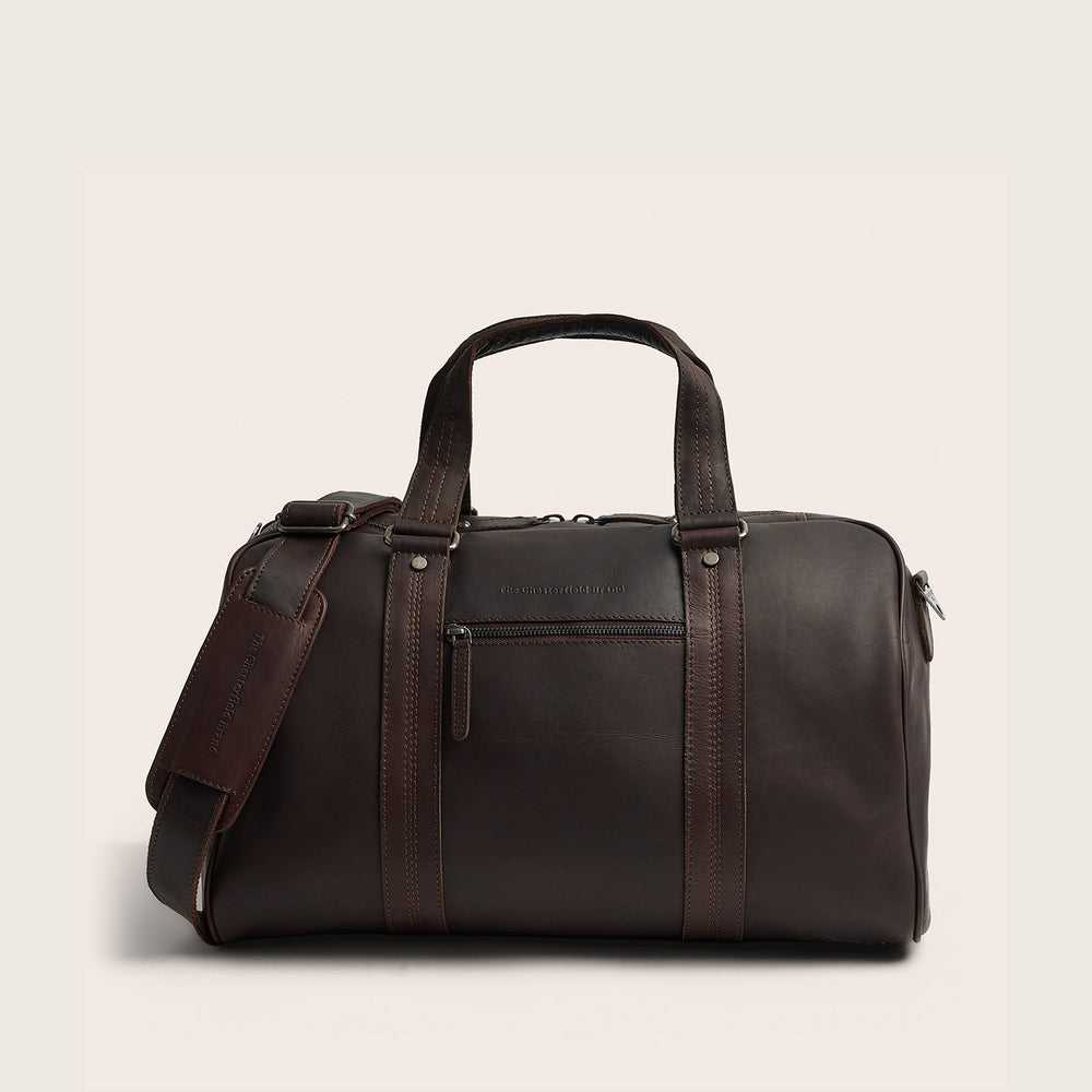 Leather Weekender Bag Brown Volenza