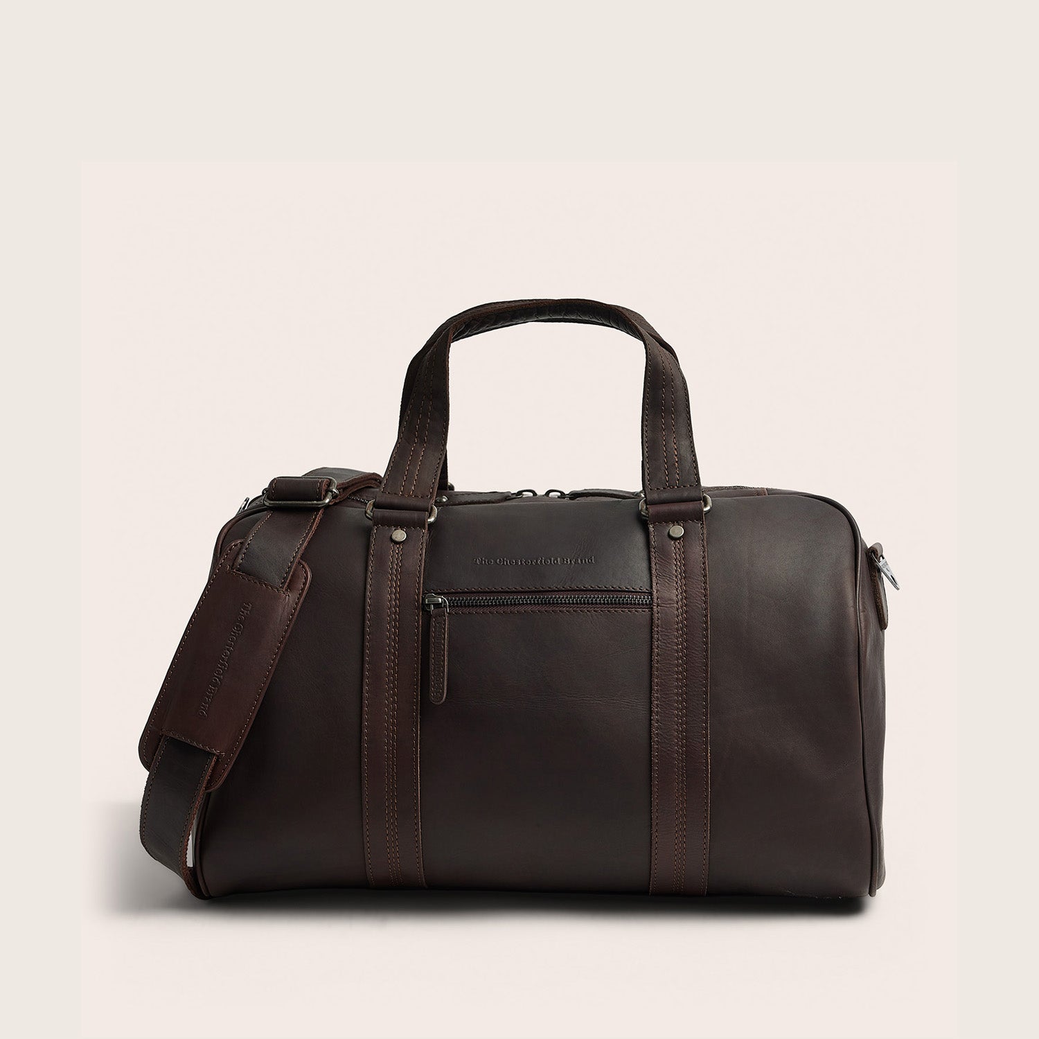 Leather Weekender Bag Brown Volenza