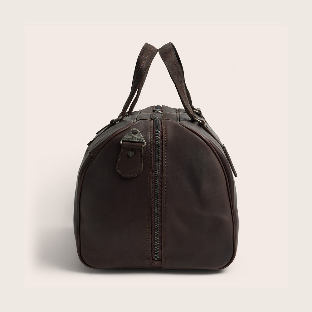 Leather Weekender Bag Brown Volenza