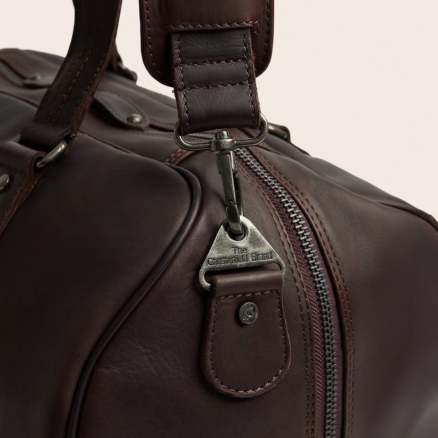 Leather Weekender Bag Brown Volenza