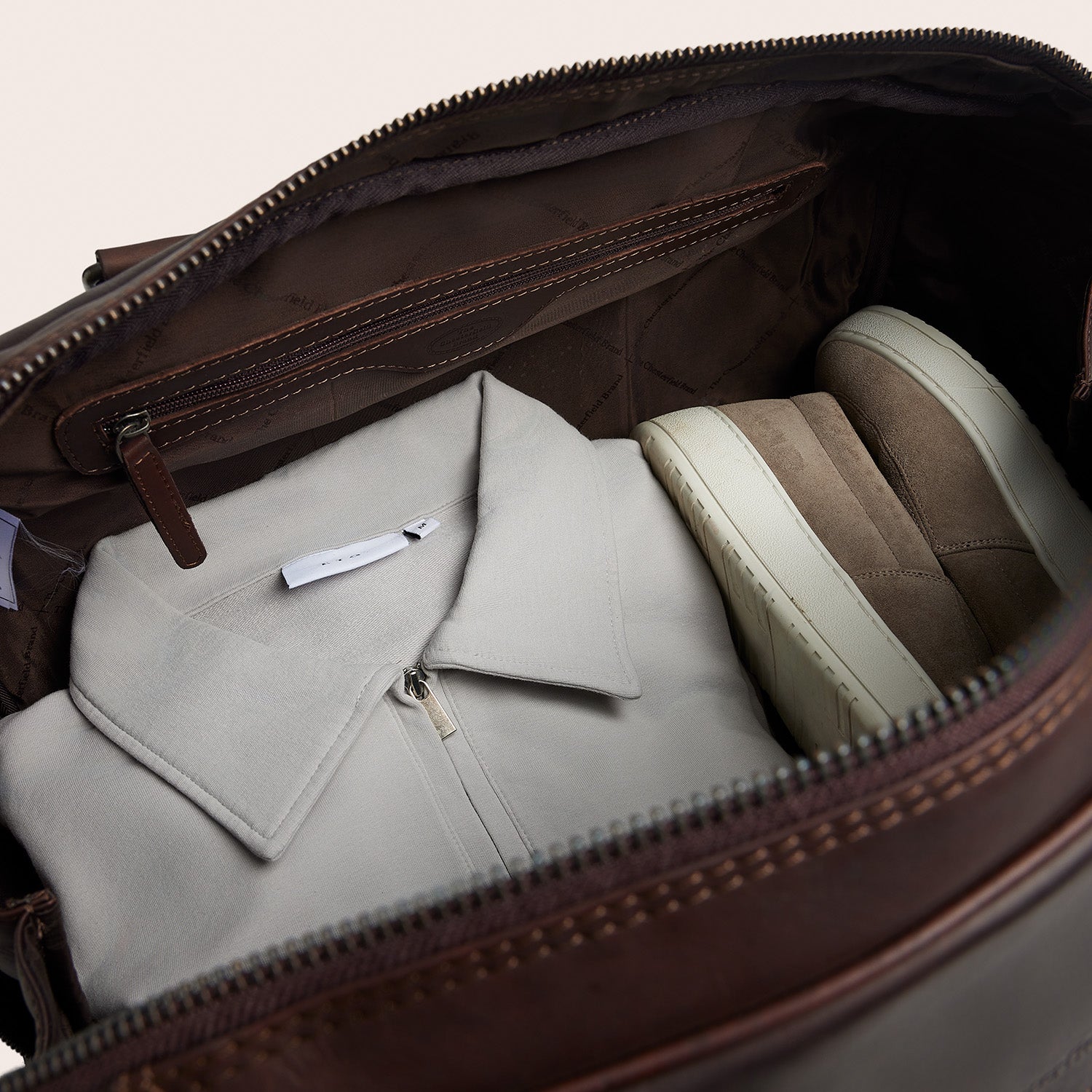 Leather Weekender Bag Brown Volenza