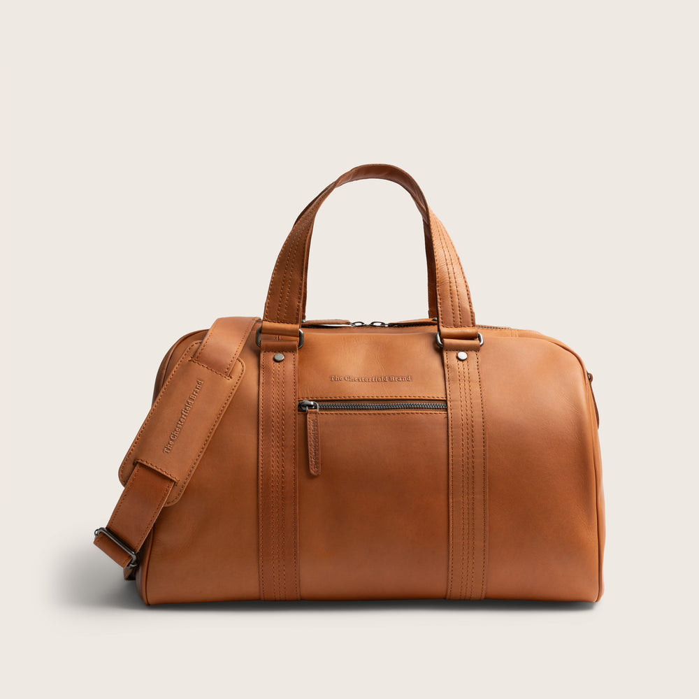 Leather Weekender Bag Cognac Volenza