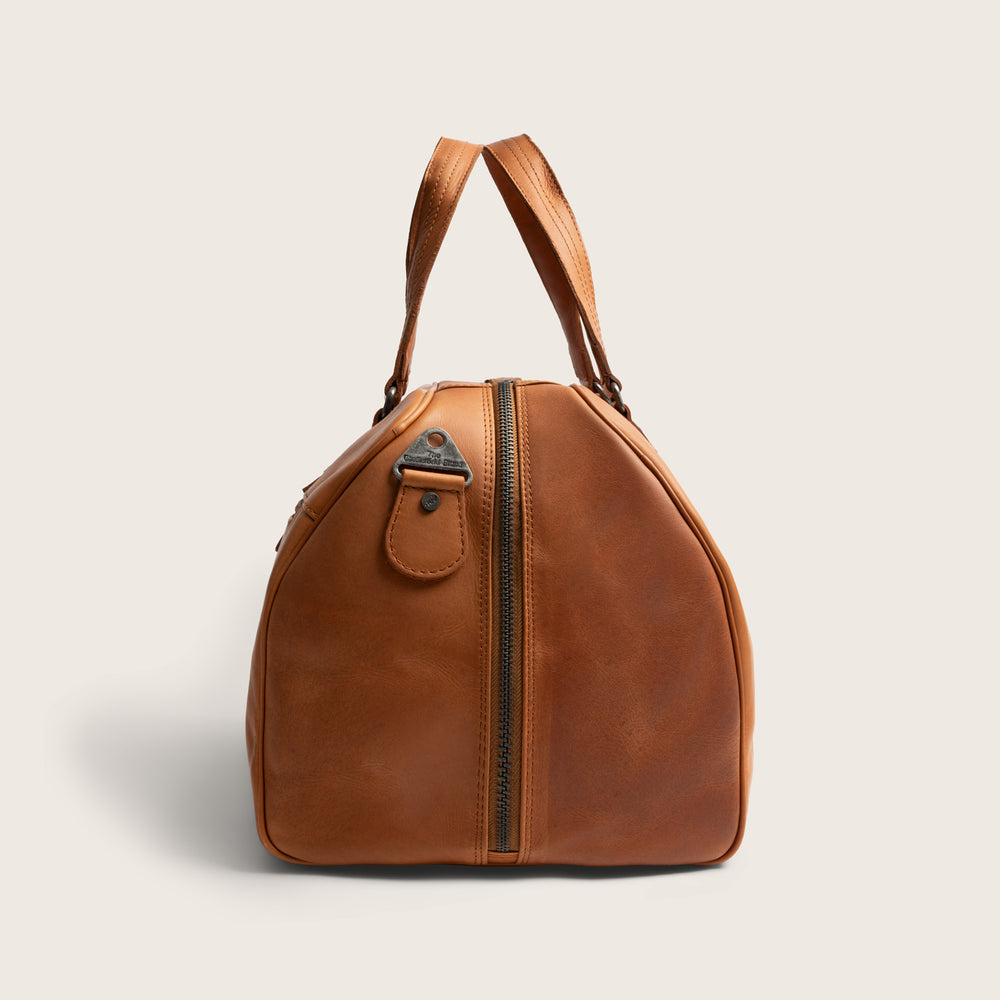 Leather Weekender Bag Cognac Volenza