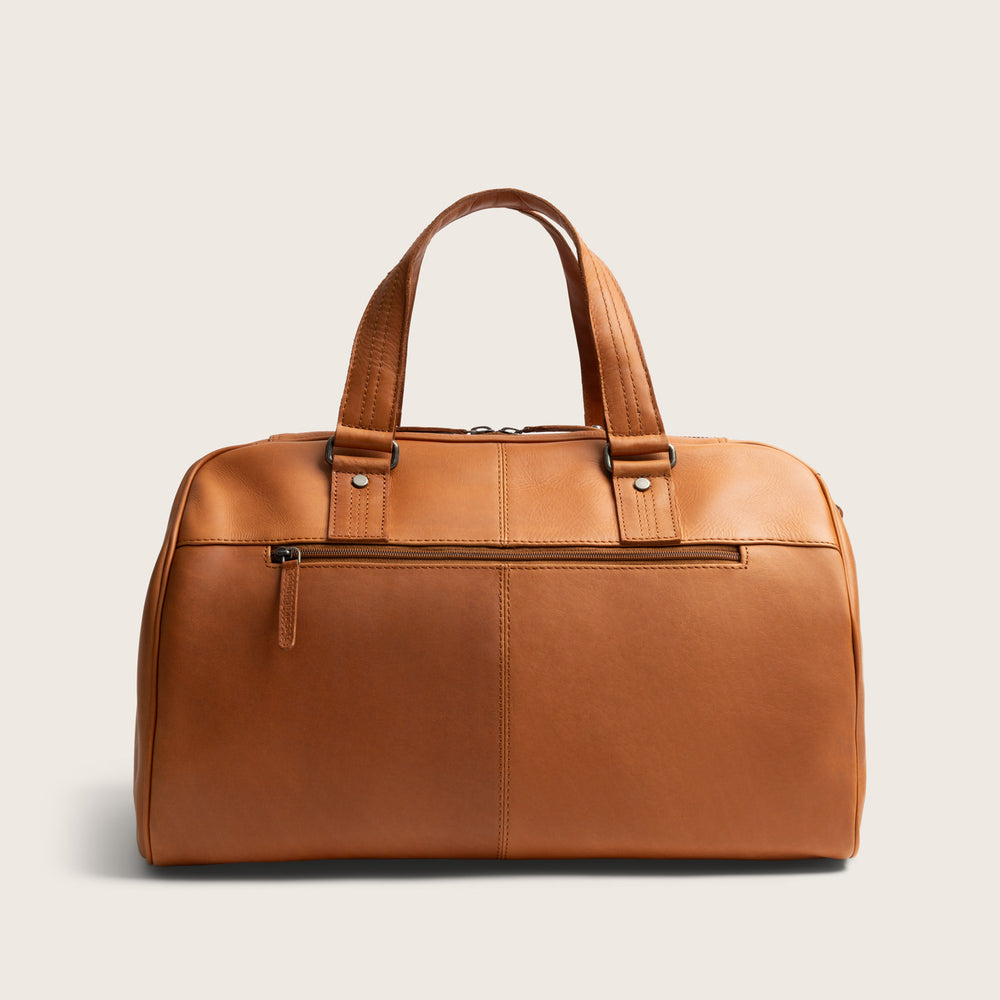 Leather Weekender Bag Cognac Volenza