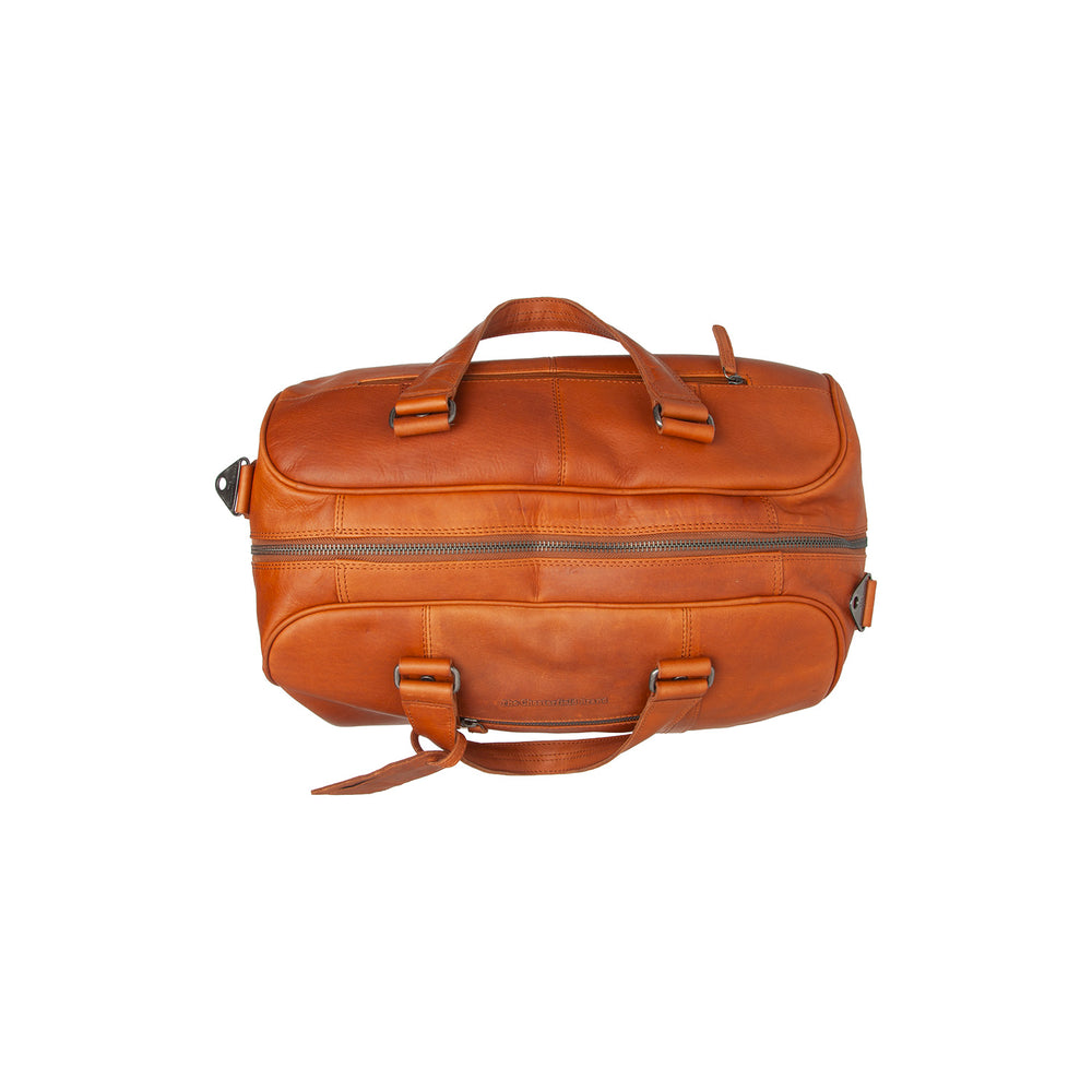 Leather Weekender Bag Cognac Volenza