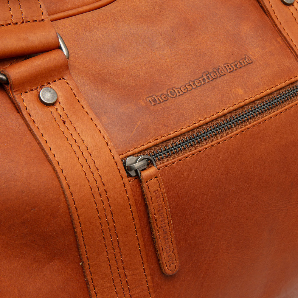 Leather Weekender Bag Cognac Volenza