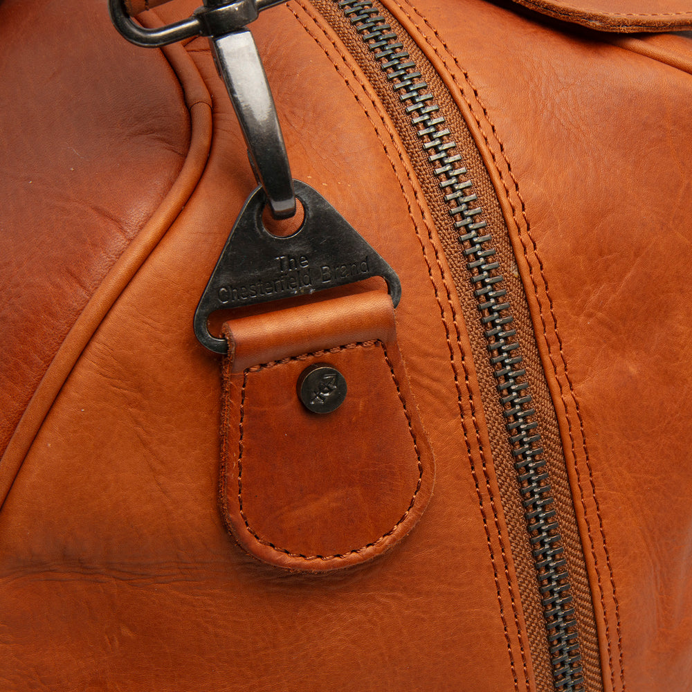 Leather Weekender Bag Cognac Volenza