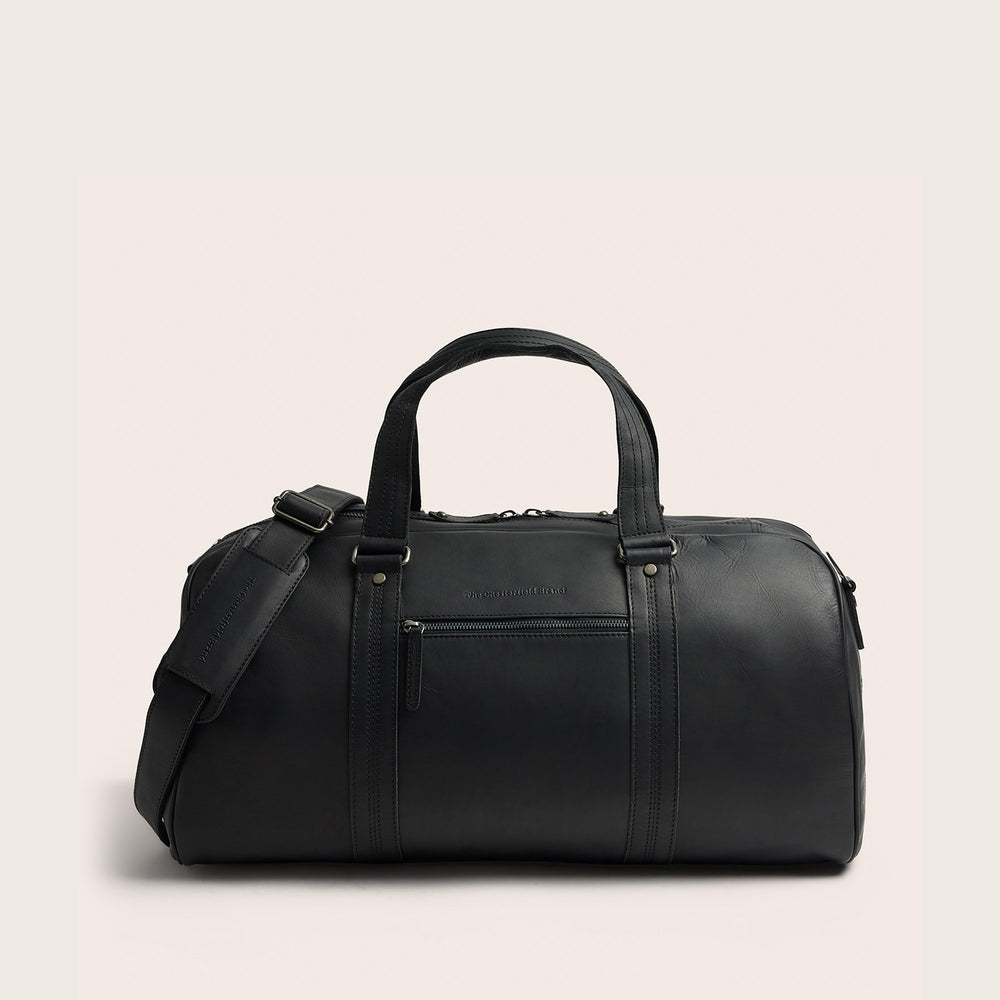 Leather Weekender Bag Black Rivaro