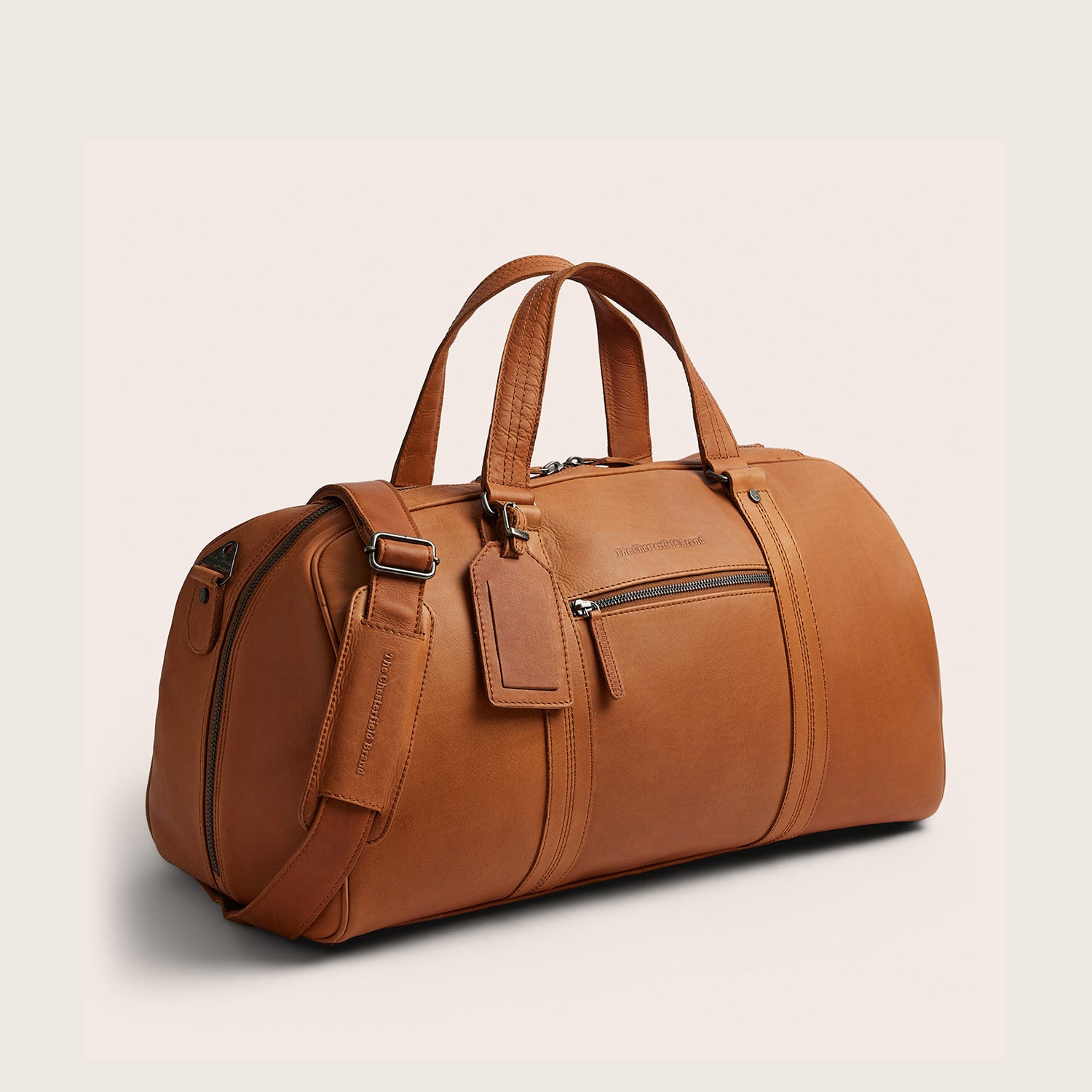 Leather Weekender Bag Cognac Rivaro