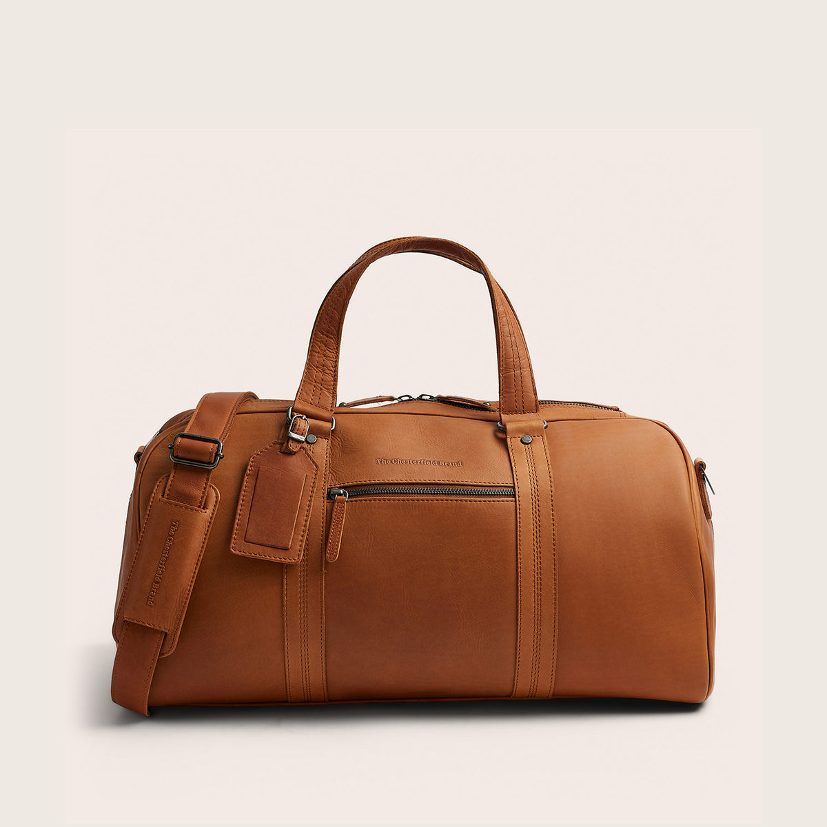 Leather Weekender Bag Cognac Rivaro