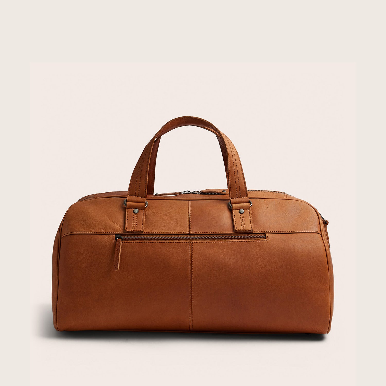 Leather Weekender Bag Cognac Rivaro