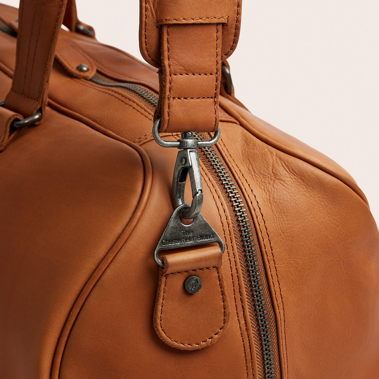 Leather Weekender Bag Cognac Rivaro