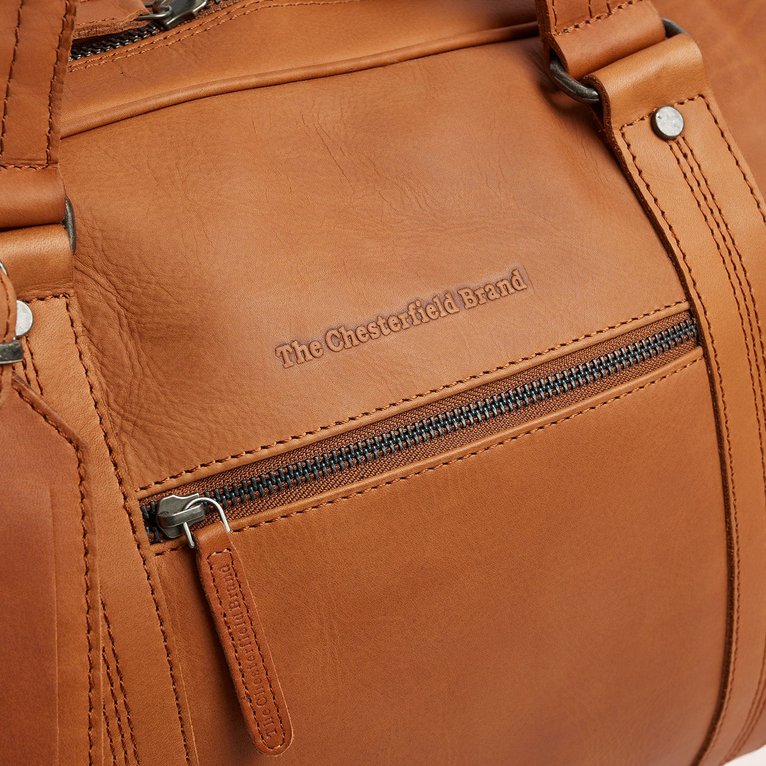 Leather Weekender Bag Cognac Rivaro