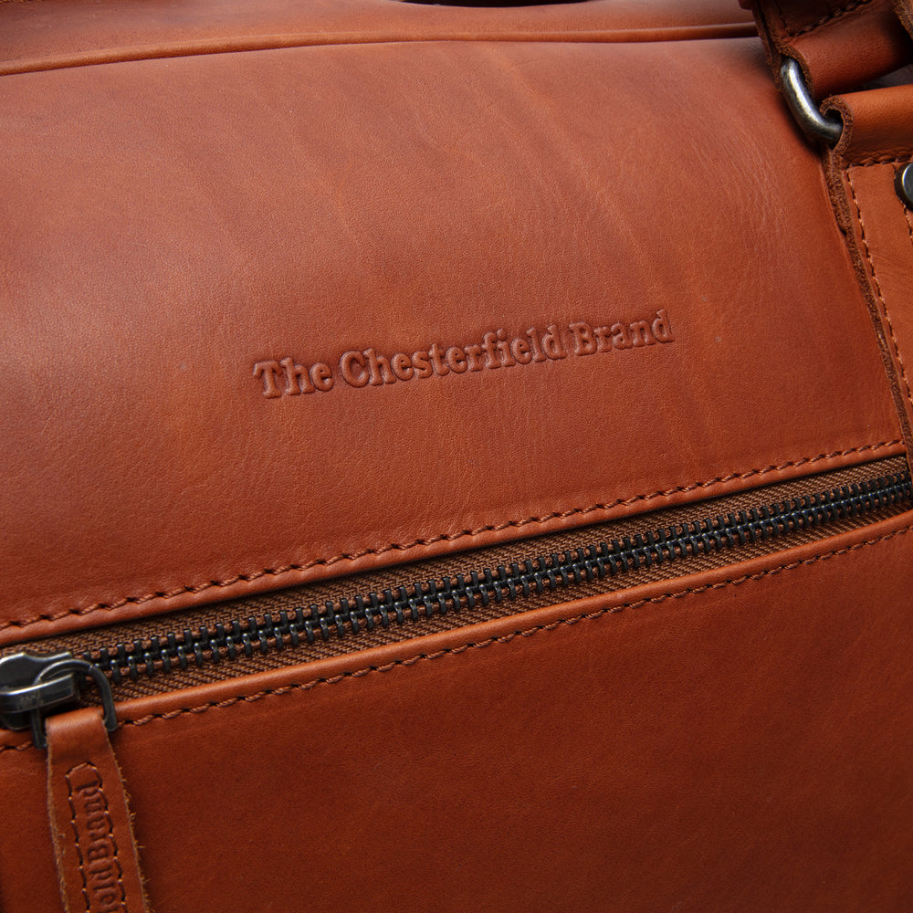 Leather Weekender Bag Cognac Rivaro
