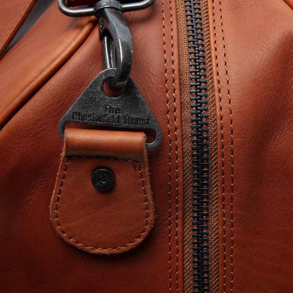 Leather Weekender Bag Cognac Rivaro