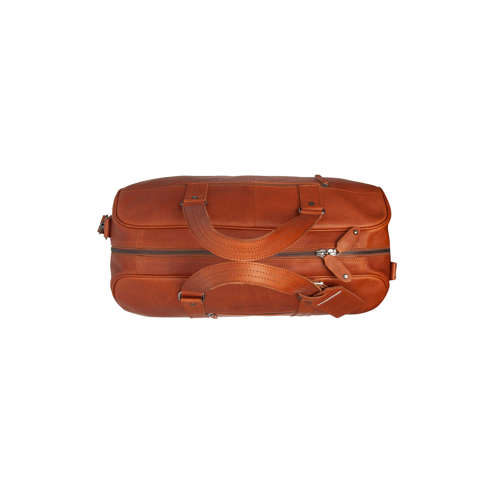 Leather Weekender Bag Cognac Rivaro