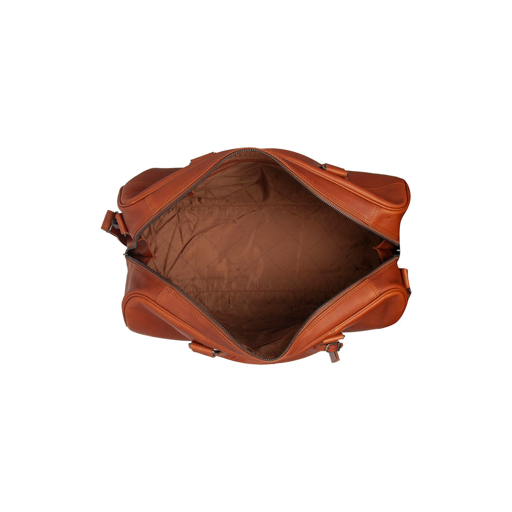 Leather Weekender Bag Cognac Rivaro
