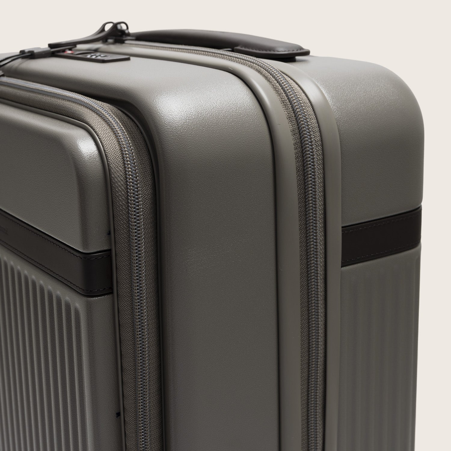 Suitcase Set Front Pocket Stone Taupe Zuna