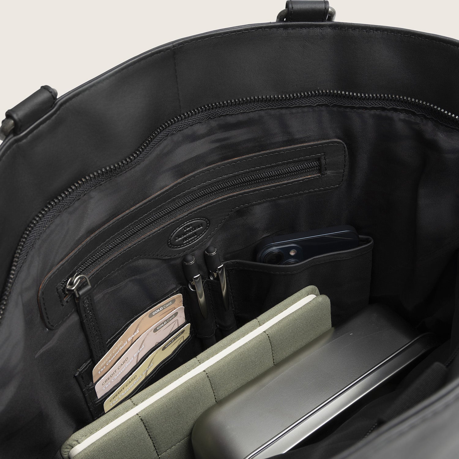 Leather Tote Bag Black Berlin