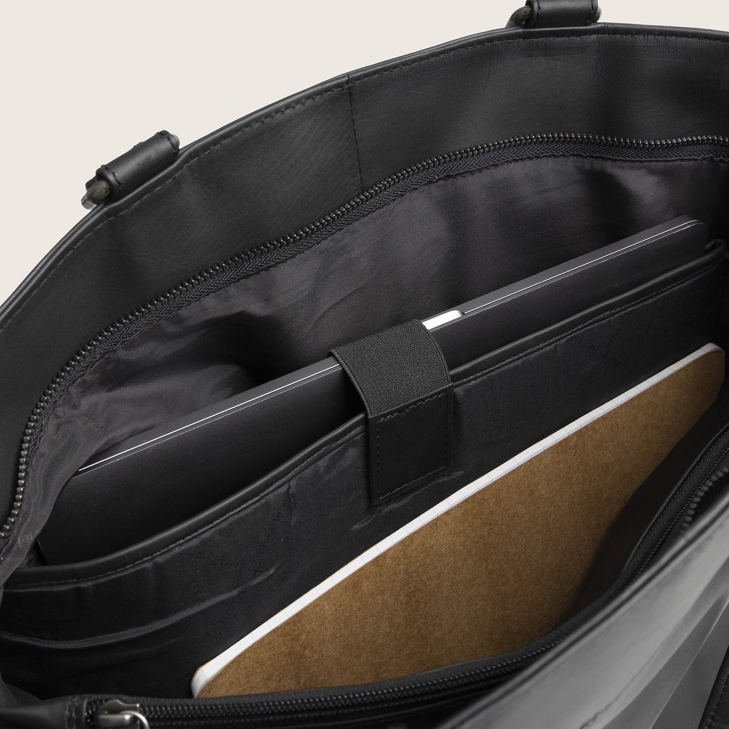 Leather Tote Bag Black Berlin