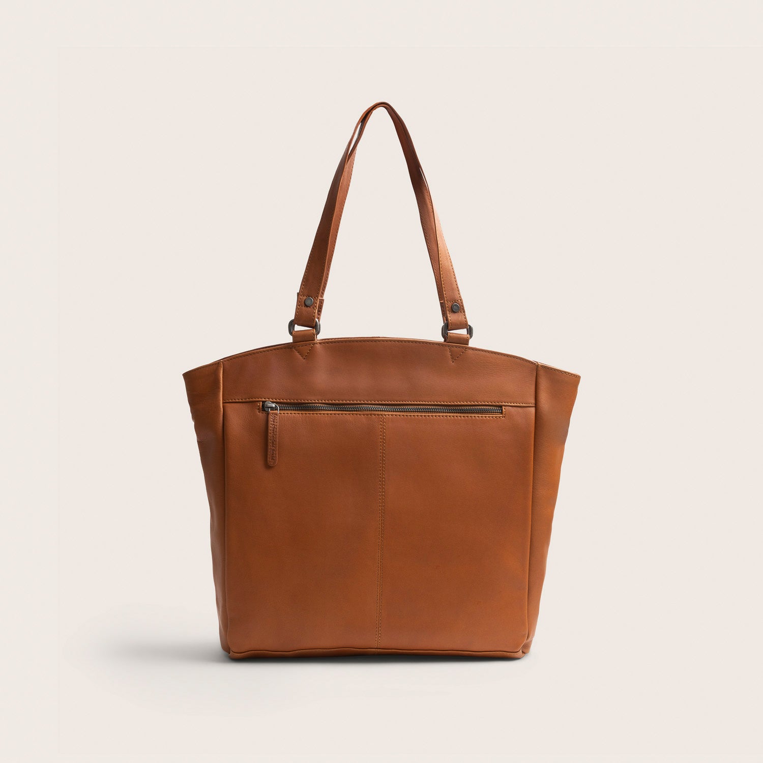 Leather Tote Bag Cognac Berlin, back view