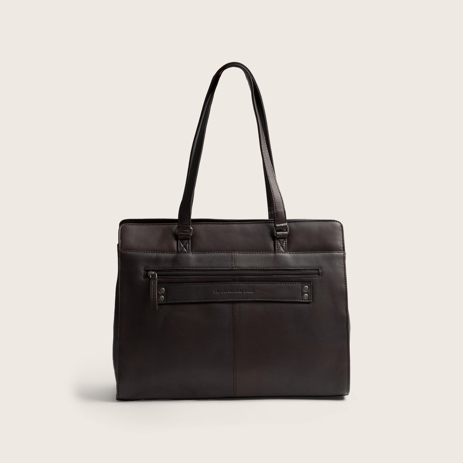 Leather Shoulder Bag Brown Fidenza, back view