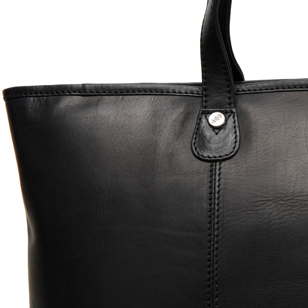 Leather Tote Bag Black Ferrera