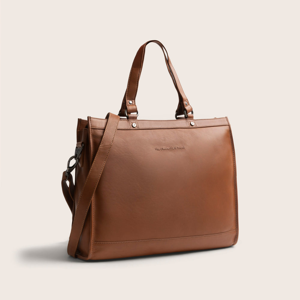 Leather Laptop Bag Cognac Manly