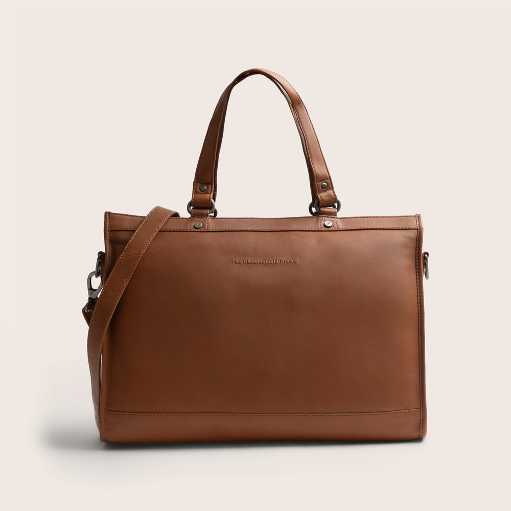 Leather Laptop Bag Cognac Manly