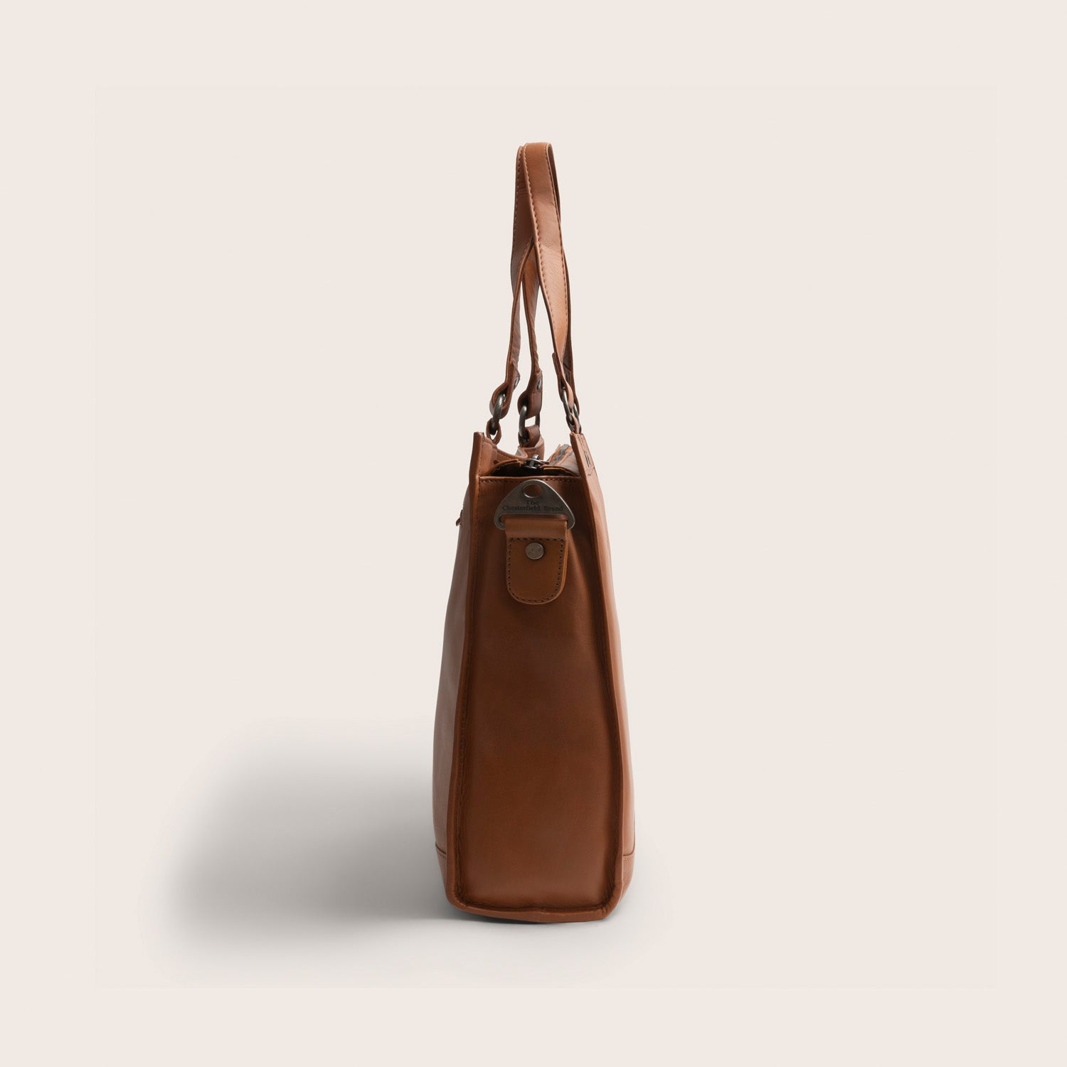 Leder Shopper Cognac Manly, Seitenansicht