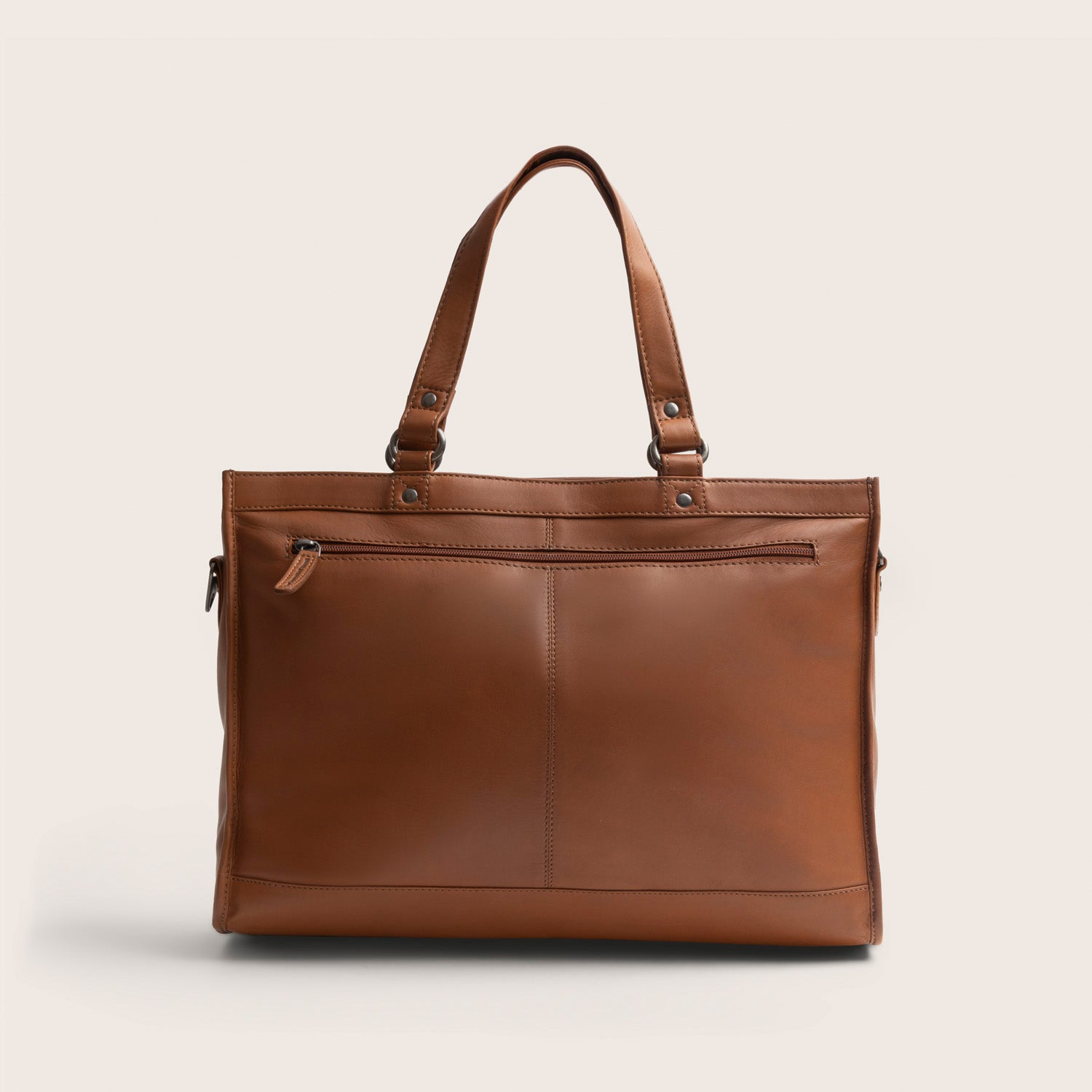Leder Shopper Cognac Manly, Rückansicht