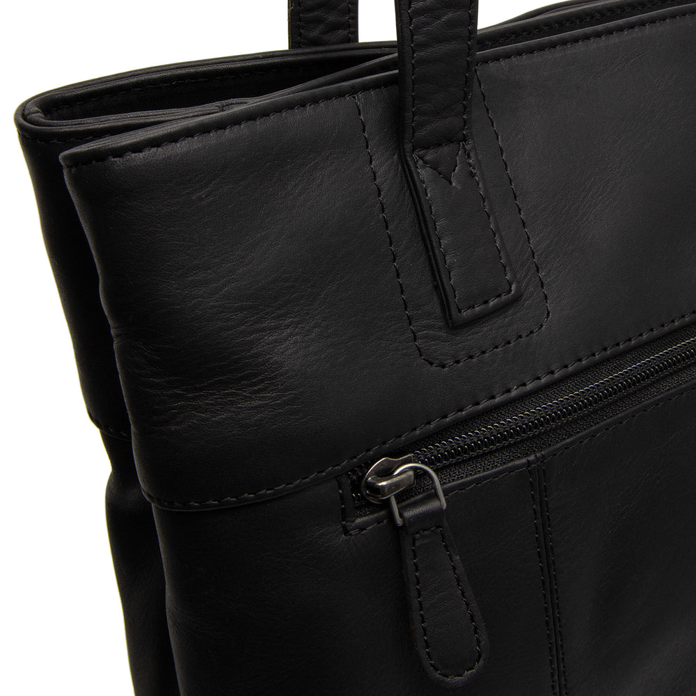 Leather Tote Bag Black Solvia