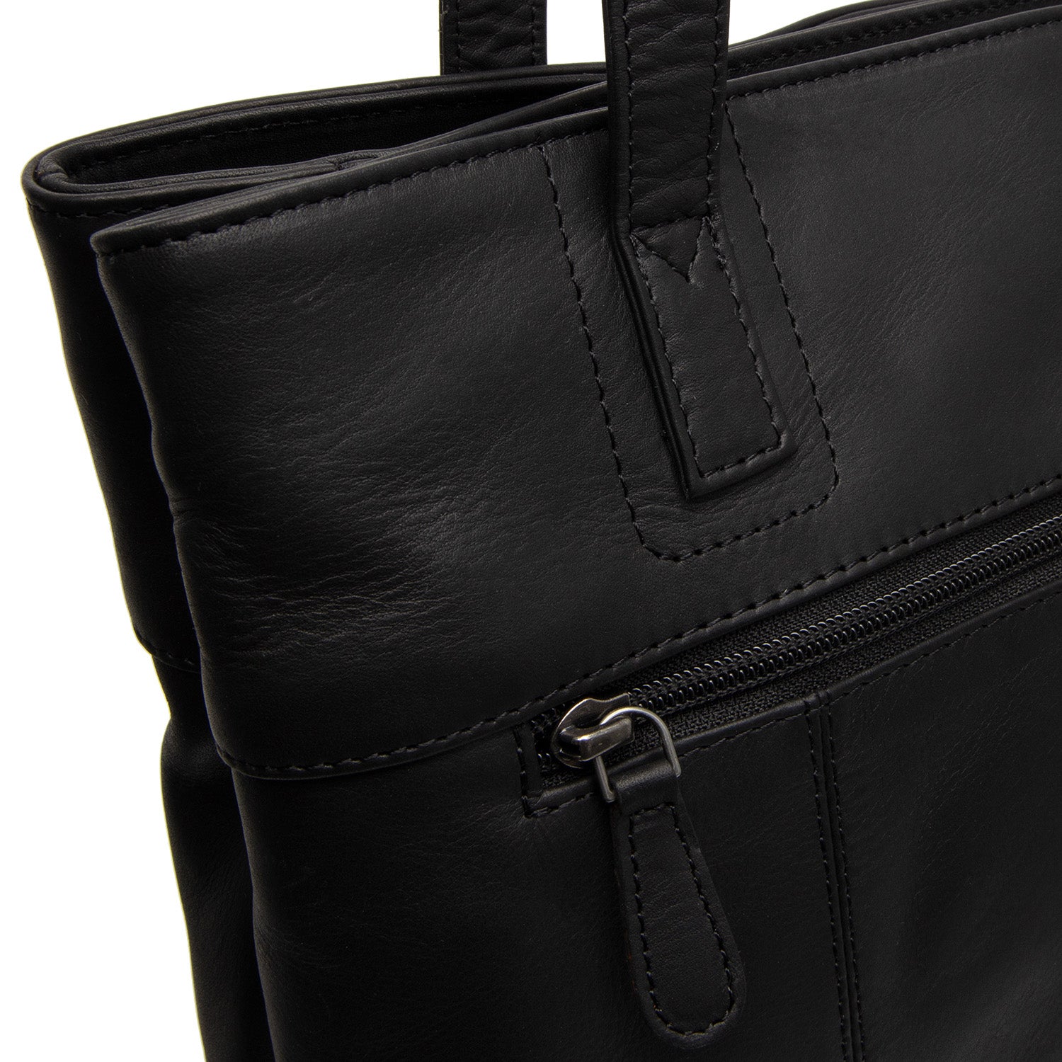 Leather Shopper Black Solvia