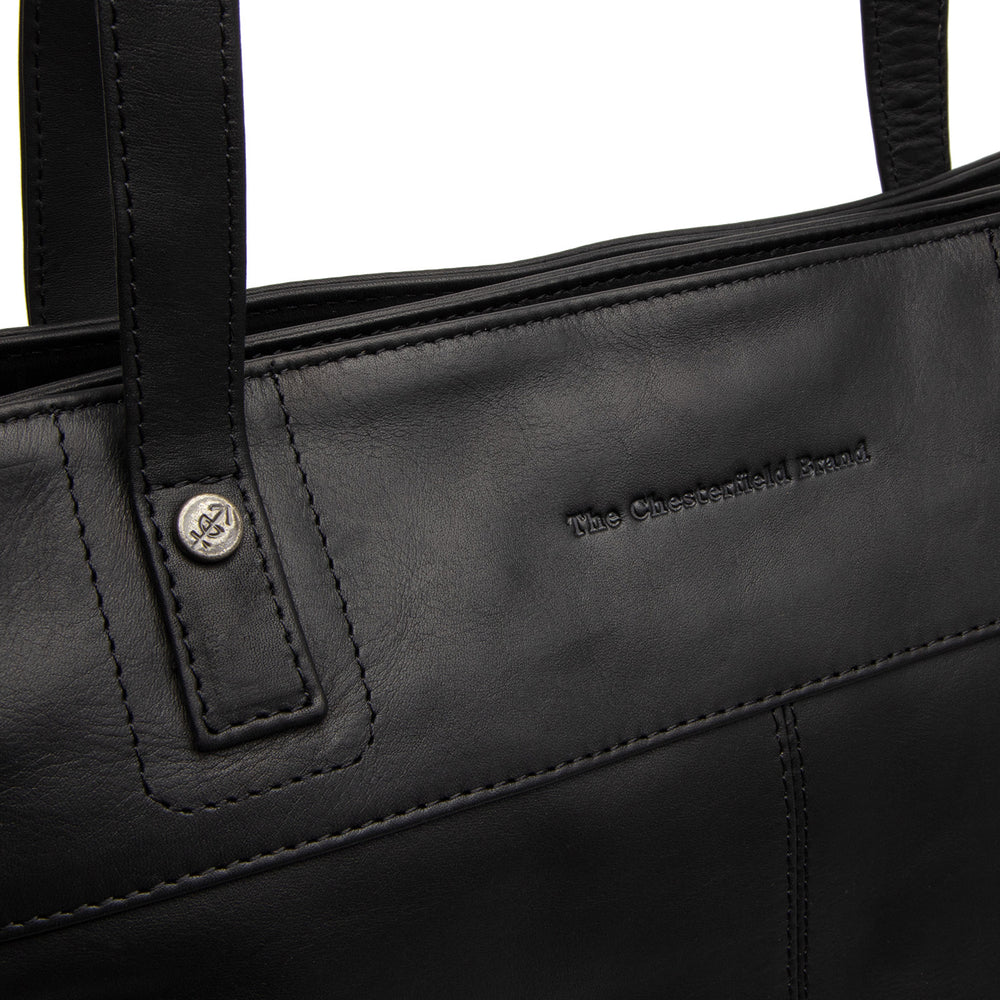 Leather Tote Bag Black Solvia