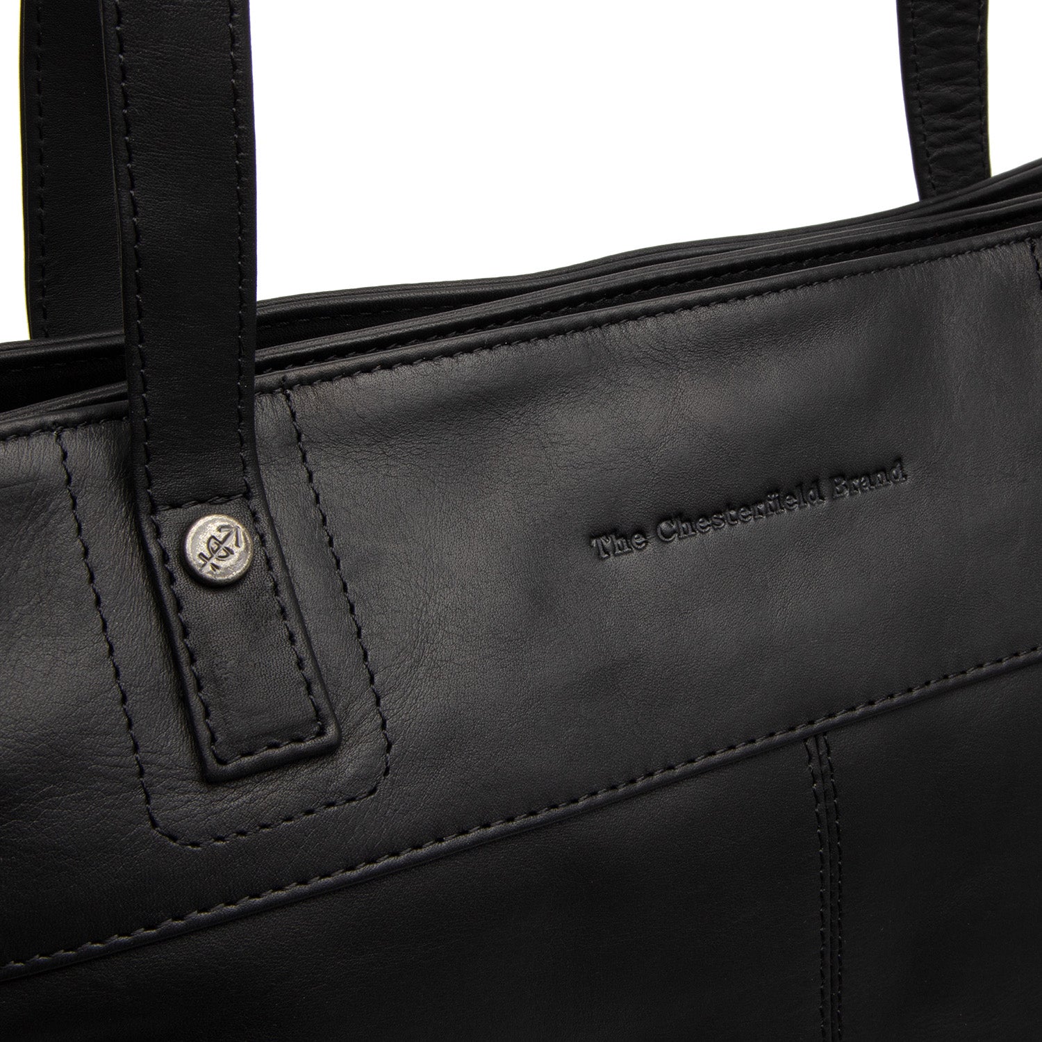 Leather Shopper Black Solvia